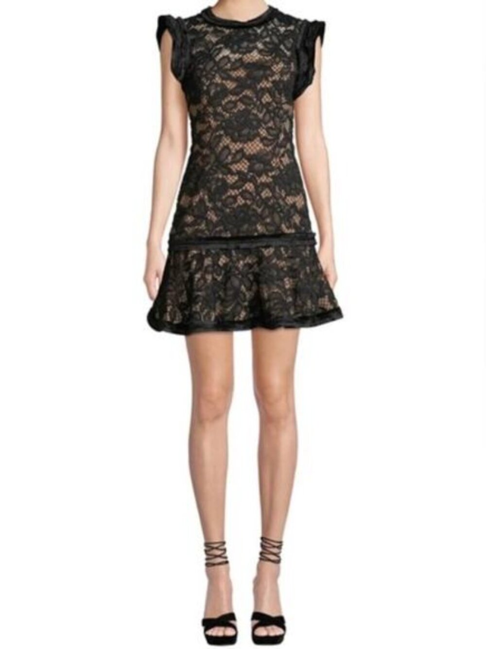 Alexis Women's Raffia Flounce Lace Mini Dress